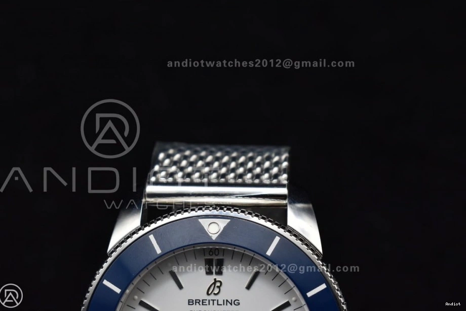 Bracelet Mesh BLSF Bezel SS White Dial II Heritage Ceramic A on 1186 SuperOcean SS Blue WellDesigned 42mm 0731